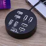موزع USB 2.0 محمول عالي السرعة بثمانية منافذ، الطول: 60 سم، موزع USB 2.0 دائري بثمانية منافذ لتوسيع اللابتوب والكمبيوتر المحمول، يدعم قرص صلب محمول 1 تيرابايت، دائري (أبيض)، دائري (أسود)