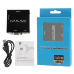 صندوق مقياس HDMI Mini VGA إلى HDMI بدقة HD 1080P مع محول صوت وفيديو رقمي للكمبيوتر / التلفاز عالي الدقة، HD 1080P