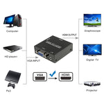 صندوق مقياس HDMI Mini VGA إلى HDMI بدقة HD 1080P مع محول صوت وفيديو رقمي للكمبيوتر / التلفاز عالي الدقة، HD 1080P