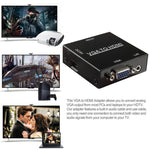 صندوق مقياس HDMI Mini VGA إلى HDMI بدقة HD 1080P مع محول صوت وفيديو رقمي للكمبيوتر / التلفاز عالي الدقة، HD 1080P