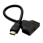 كابل محول مقسم HDMI بطول 30 سم من منفذ ذكر 1080P HDMI إلى منفذين أنثى، 1 إلى 2
