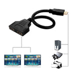 كابل محول مقسم HDMI بطول 30 سم من منفذ ذكر 1080P HDMI إلى منفذين أنثى، 1 إلى 2