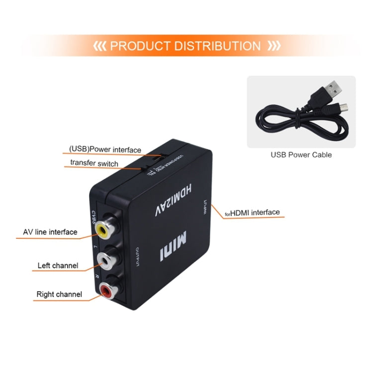 محول فيديو صغير VK-126 بدقة HD من HDMI إلى AV/CVBS، HDMI إلى AV/CVBS
