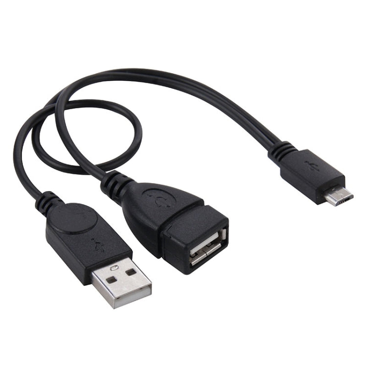 كابل محول OTG من Micro USB إلى USB 2.0 ذكر وأنثى، الطول: حوالي 30 سم، Micro USB إلى USB 2.0 AM+AF