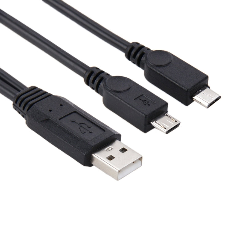 كابل USB 2.0 ذكر إلى 2 Micro USB ذكر، الطول: حوالي 30 سم، USB 2.0 AM إلى 2 Micro USB