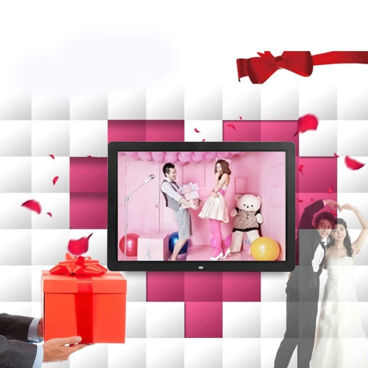 إطار صور رقمي متعدد الوسائط بشاشة LED عالية الدقة 1080P مقاس 17 بوصة مع حامل ومشغل موسيقى وأفلام، يدعم إدخال بطاقة USB / SD / MS / MMC، 17 بوصة