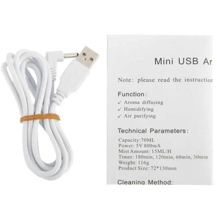 ناشر عطر USB صغير / مرطب عطري مع أضواء LED دافئة بيضاء، ناشر عطر USB