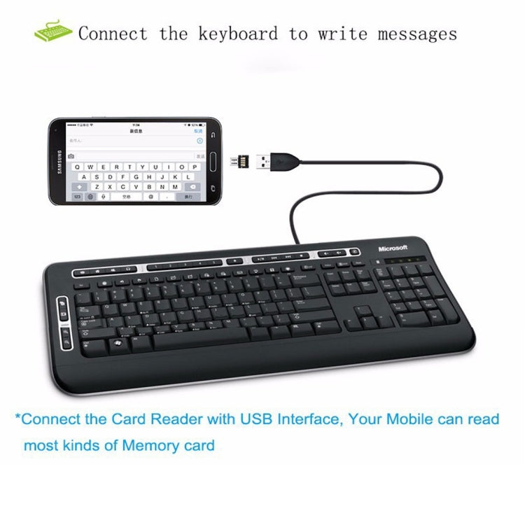 قارئ ذاكرة USB صغير على نمط أندرويد مع منفذ Micro USB OTG