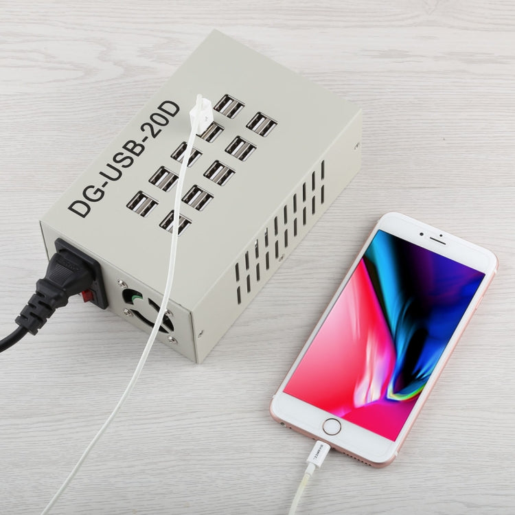 محطة شحن سريعة بقدرة 60 واط و12 أمبير مع 20 منفذ USB، شاحن مكتبي للسفر