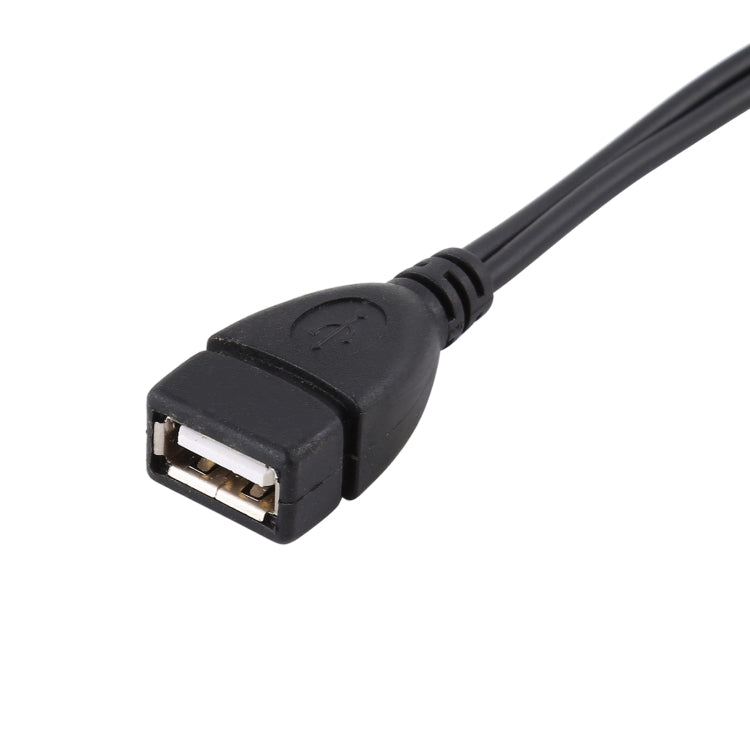 كابل USB 2.0 AF إلى Micro-B + USB 2.0 OTG لجالاكسي نوت III / N9000، مع طاقة، الطول: 24 سم (أسود)