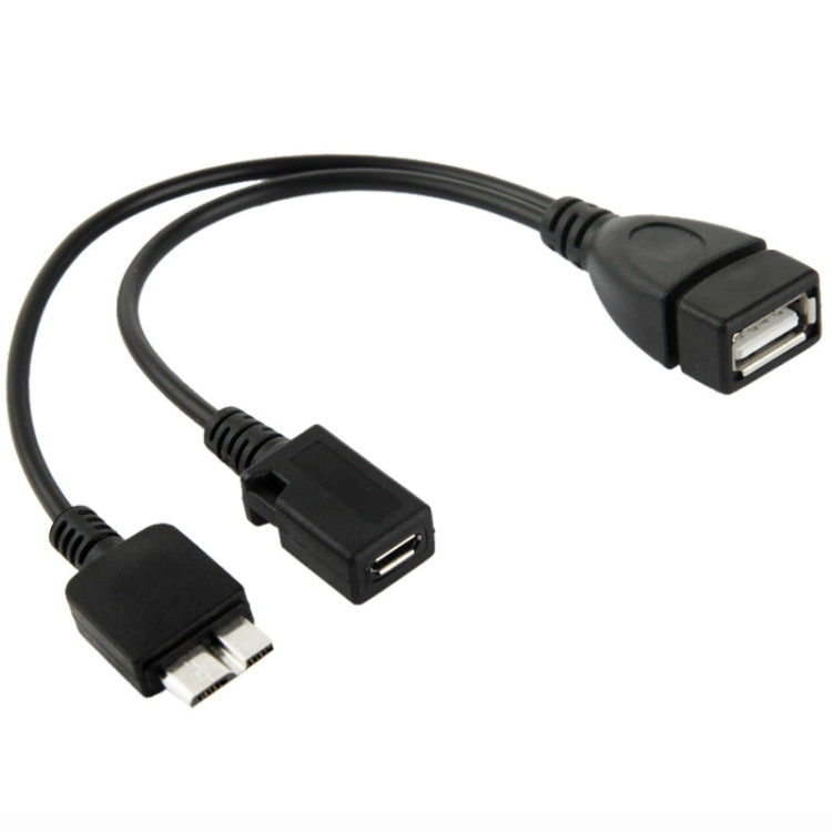 كابل USB AF إلى Micro USB 3.0 + Micro USB 2.0 لجالاكسي نوت III / N9000، الطول: 20 سم (أسود)