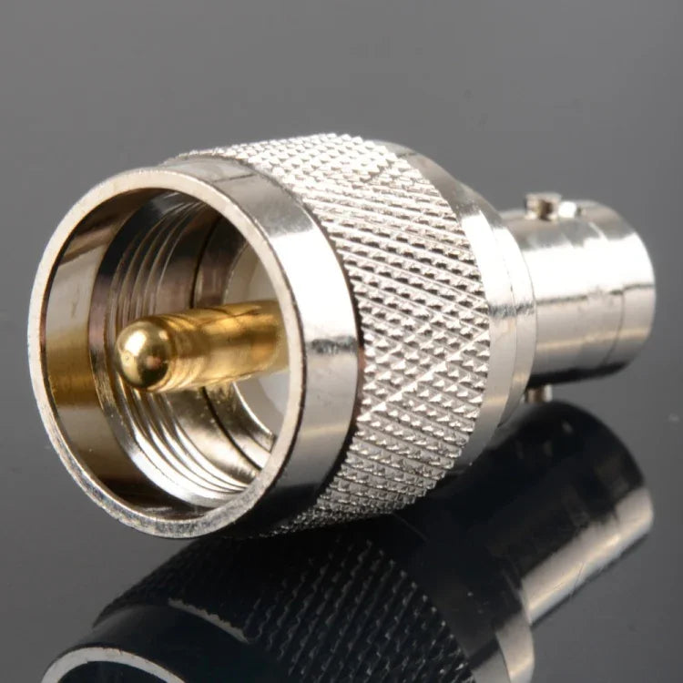 محول موصل ذكر UHF UG-273 إلى موصل أنثى BNC مطلي بالنيكل، من ذكر UHF إلى أنثى BNC