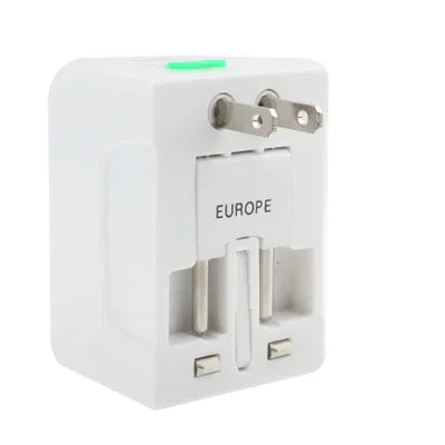محول طاقة عالمي للسفر US / EU / AU / UK مع مقبس شاحن USB، مع منفذ USB