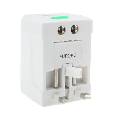 محول طاقة عالمي للسفر US / EU / AU / UK مع مقبس شاحن USB، مع منفذ USB
