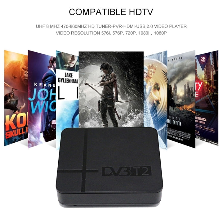 جهاز استقبال أرضي صغير HD DVB-T2، يدعم USB / HDMI / MPEG4 / H.264