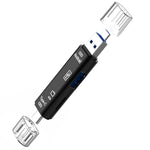 محول قارئ بطاقات 3 في 1 D-188 من TF وUSB إلى Micro USB وType-C OTG