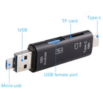 محول قارئ بطاقات 3 في 1 D-188 من TF وUSB إلى Micro USB وType-C OTG