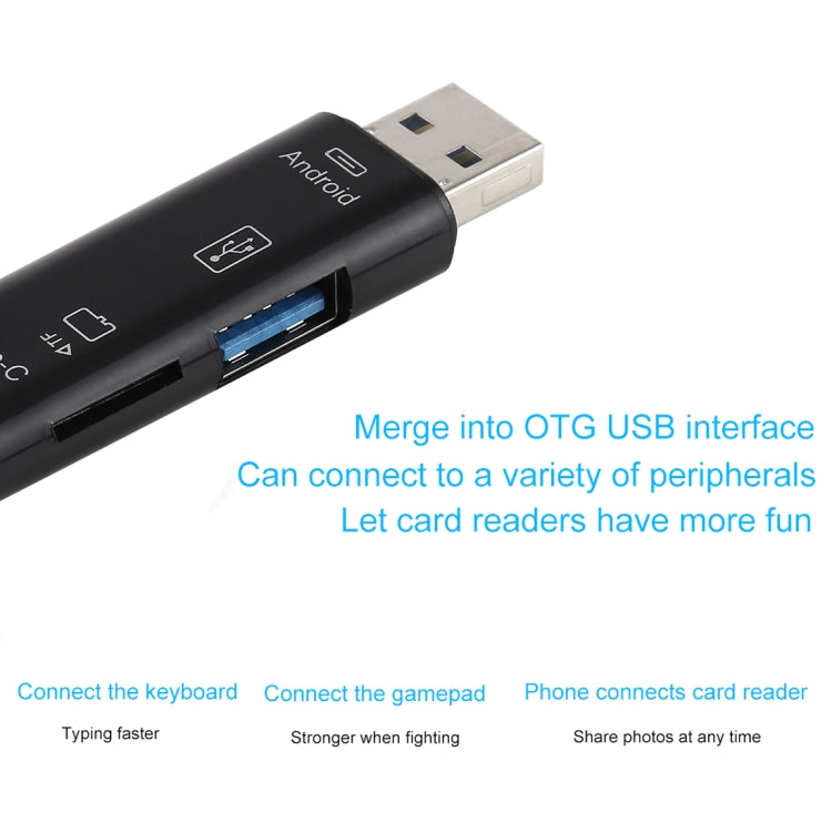 محول قارئ بطاقات 3 في 1 D-188 من TF وUSB إلى Micro USB وType-C OTG