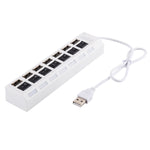 موزع USB 2.0 بسبع منافذ بسرعة عالية 480 ميجابت/ث مع مفتاح تشغيل/إيقاف و7 مصابيح LED، 7 منافذ (أبيض)، 7 منافذ (أسود)
