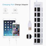 موزع USB 2.0 بسبع منافذ بسرعة عالية 480 ميجابت/ث مع مفتاح تشغيل/إيقاف و7 مصابيح LED، 7 منافذ (أبيض)، 7 منافذ (أسود)