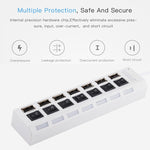 موزع USB 2.0 بسبع منافذ بسرعة عالية 480 ميجابت/ث مع مفتاح تشغيل/إيقاف و7 مصابيح LED، 7 منافذ (أبيض)، 7 منافذ (أسود)