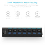 موزع USB 3.0 بسبع منافذ، سرعة فائقة 5Gbps، توصيل وتشغيل، يدعم 1TB، 7 منافذ (أسود)، 7 منافذ (أبيض)