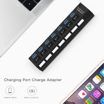 موزع USB 3.0 بسبع منافذ، سرعة فائقة 5Gbps، توصيل وتشغيل، يدعم 1TB، 7 منافذ (أسود)، 7 منافذ (أبيض)