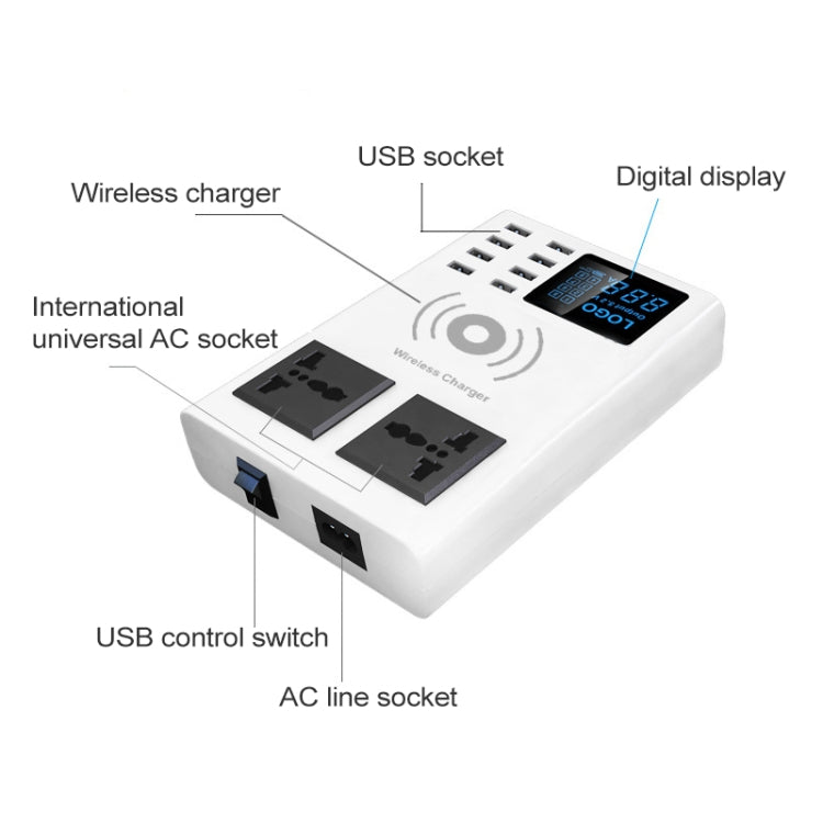 شاحن لاسلكي ذكي YC-CDA10W بقوة 10 واط مع منافذ USB متعددة وشاشة رقمية، قابس المملكة المتحدة، SAS1048A، SAS1048B، SAS1048C