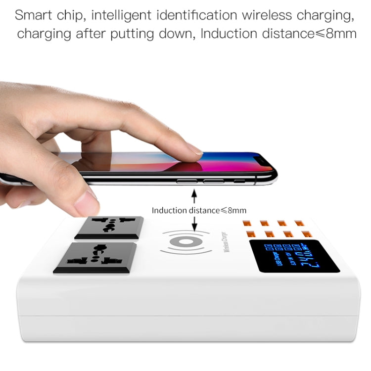 شاحن لاسلكي ذكي YC-CDA10W بقوة 10 واط مع منافذ USB متعددة وشاشة رقمية، قابس المملكة المتحدة، SAS1048A، SAS1048B، SAS1048C