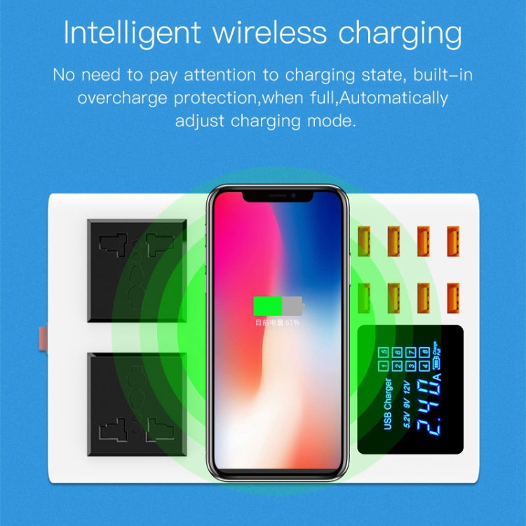 شاحن لاسلكي ذكي YC-CDA10W بقوة 10 واط مع منافذ USB متعددة وشاشة رقمية، قابس المملكة المتحدة، SAS1048A، SAS1048B، SAS1048C