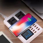 شاحن لاسلكي ذكي YC-CDA10W بقوة 10 واط مع منافذ USB متعددة وشاشة رقمية، قابس المملكة المتحدة، SAS1048A، SAS1048B، SAS1048C