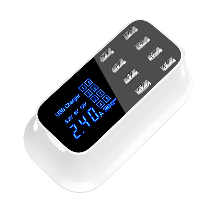 قاعدة شحن ذكية YC-CDA19A متعددة الوظائف مع 8 منافذ USB بقوة 40 واط وشاشة رقمية، قابس المملكة المتحدة، SAS1049A، SAS1049B، SAS1049C