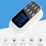قاعدة شحن ذكية YC-CDA19A متعددة الوظائف مع 8 منافذ USB بقوة 40 واط وشاشة رقمية، قابس المملكة المتحدة، SAS1049A، SAS1049B، SAS1049C