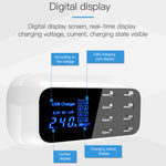 قاعدة شحن ذكية YC-CDA19A متعددة الوظائف مع 8 منافذ USB بقوة 40 واط وشاشة رقمية، قابس المملكة المتحدة، SAS1049A، SAS1049B، SAS1049C