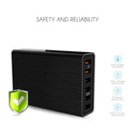 شاحن USB VEDFUN TurboCube D620 بستة منافذ للشحن السريع 3.0 + تقنية SDDC، قابس أوروبي/أمريكي/بريطاني
