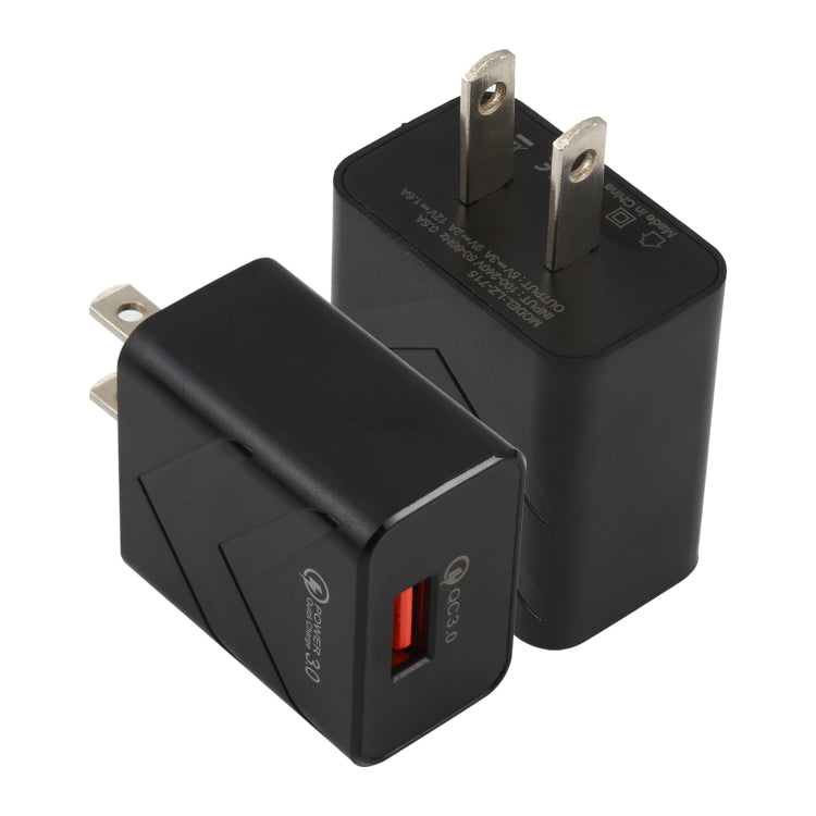 شاحن سفر سريع USB منفذ واحد بقوة 18 واط LZ-715 QC3.0، قابس أمريكي