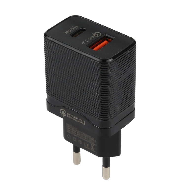 شاحن سفر سريع USB QC 3.0 + PD 20 واط USB-C / Type-C LZ-728، قابس أوروبي