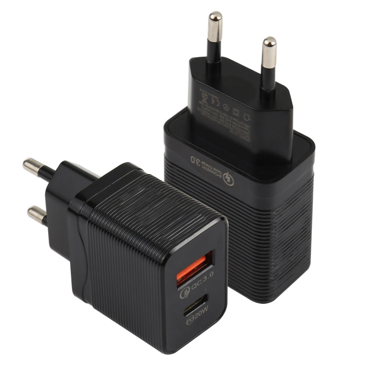 شاحن سفر سريع USB QC 3.0 + PD 20 واط USB-C / Type-C LZ-728، قابس أوروبي