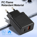 شاحن سفر سريع USB QC 3.0 + PD 20 واط USB-C / Type-C LZ-728، قابس أوروبي