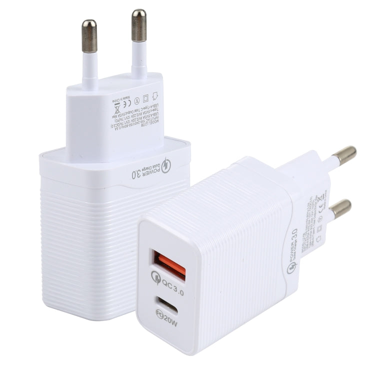 شاحن سفر سريع USB QC 3.0 + PD 20 واط USB-C / Type-C LZ-728، قابس أوروبي
