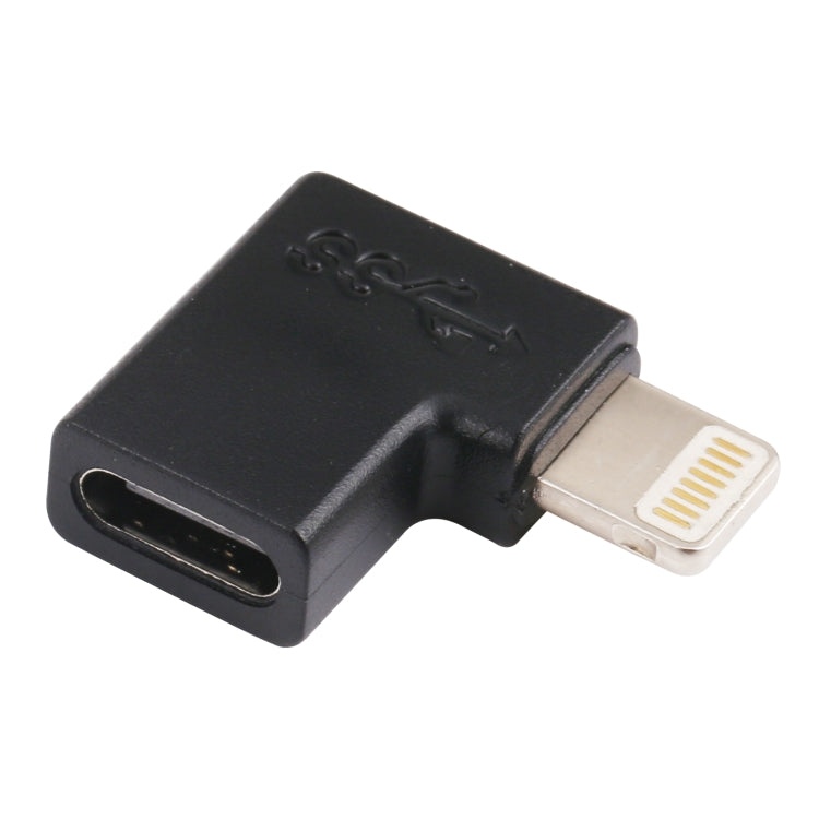 محول شحن بمقبض زاوية من 8 Pin ذكر إلى USB-C / Type-C أنثى