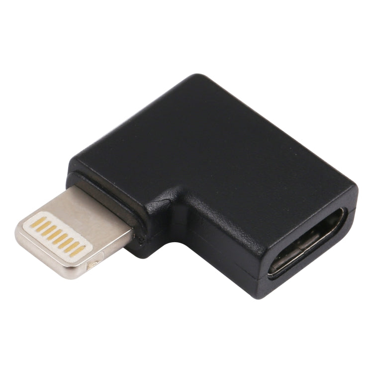 محول شحن بمقبض زاوية من 8 Pin ذكر إلى USB-C / Type-C أنثى