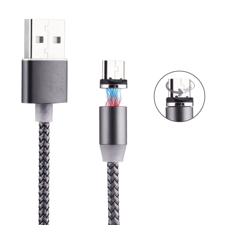 كابل شحن مغناطيسي قوي بطول 1 متر مع دوران 360 درجة، نمط نسج Micro USB إلى USB 2.0 مع مؤشر LED
