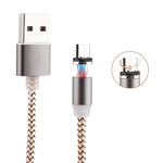 كابل شحن مغناطيسي قوي بطول 1 متر مع دوران 360 درجة، نمط نسج Micro USB إلى USB 2.0 مع مؤشر LED