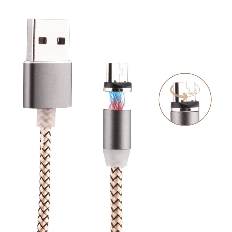 كابل شحن مغناطيسي قوي بطول 1 متر مع دوران 360 درجة، نمط نسج Micro USB إلى USB 2.0 مع مؤشر LED