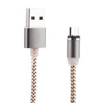 كابل شحن مغناطيسي قوي بطول 1 متر مع دوران 360 درجة، نمط نسج Micro USB إلى USB 2.0 مع مؤشر LED