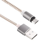 كابل شحن مغناطيسي قوي بطول 1 متر مع دوران 360 درجة، نمط نسج Micro USB إلى USB 2.0 مع مؤشر LED