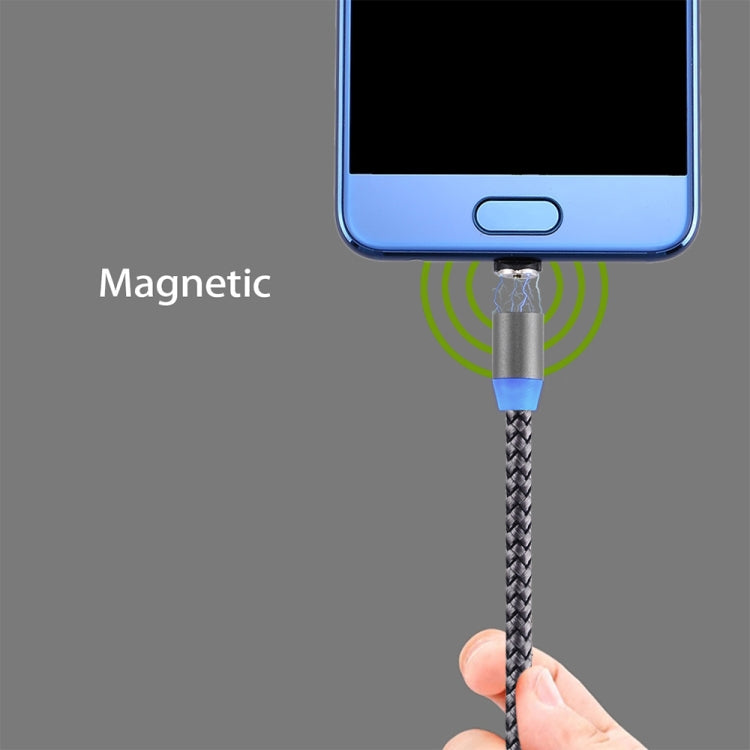 كابل شحن مغناطيسي قوي بطول 1 متر مع دوران 360 درجة، نمط نسج Micro USB إلى USB 2.0 مع مؤشر LED