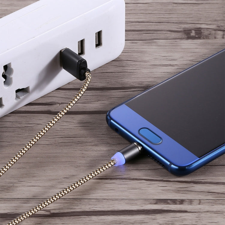 كابل شحن مغناطيسي قوي بطول 1 متر مع دوران 360 درجة، نمط نسج Micro USB إلى USB 2.0 مع مؤشر LED