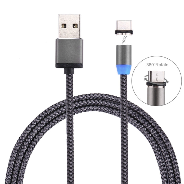 كابل شحن مغناطيسي قوي بطول 1 متر مع دوران 360 درجة، نمط نسج USB-C / Type-C إلى USB 2.0 مع مؤشر LED